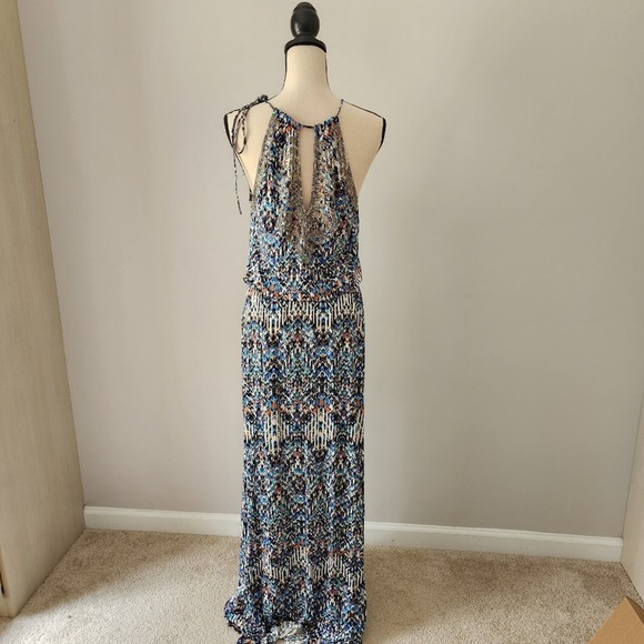 PARKER Madera Paint Beaded Halter Dress Size Small‎ - Picture 7 of 12